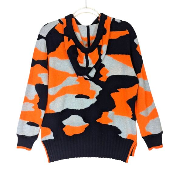 Brodie Cashmere Chloe Hoodie Camo Print Navy Orange Gray Size Large - Picture 2 of 8